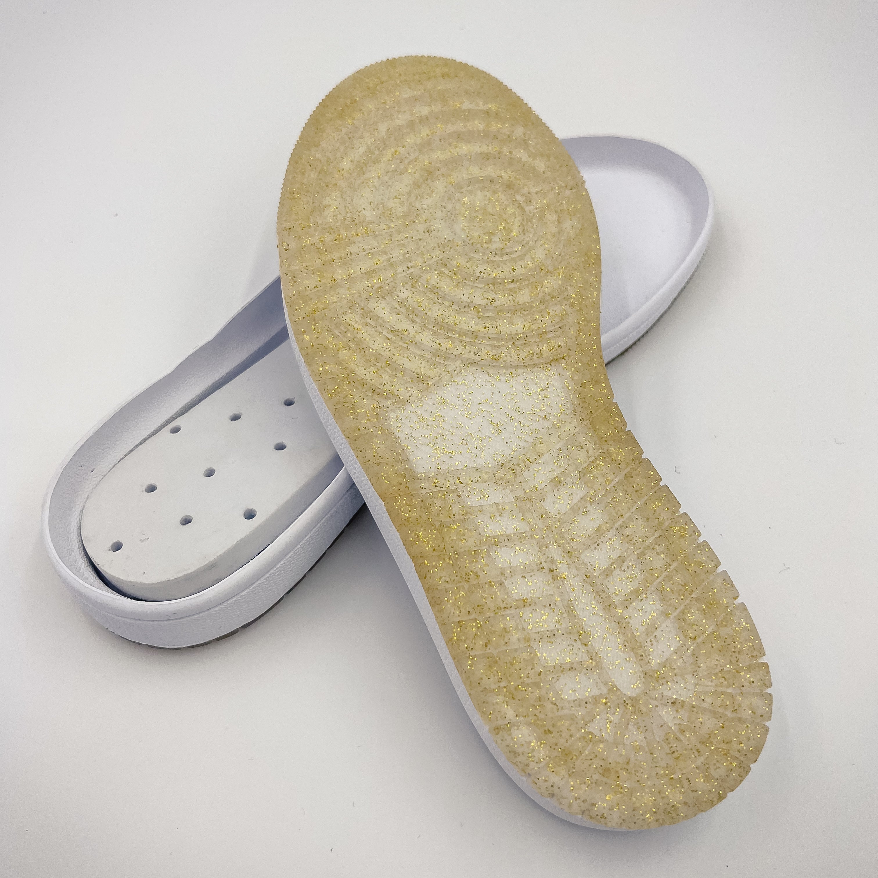 Basketball (AJ1) Shoe Soles, White/Glitter